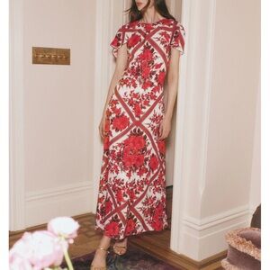 Hill House Floral Red and White Maxi Dress